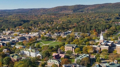 An aerial view of the Dartmouth campus