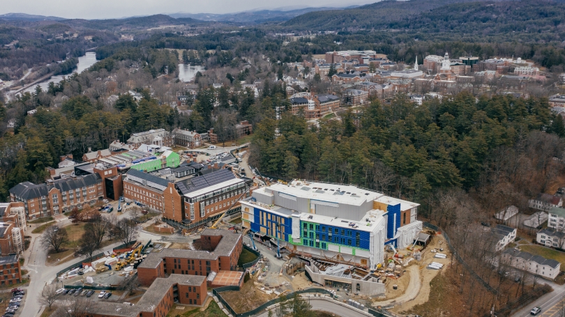 Aerial view of the construction at the Center for Engineering and Computer Science