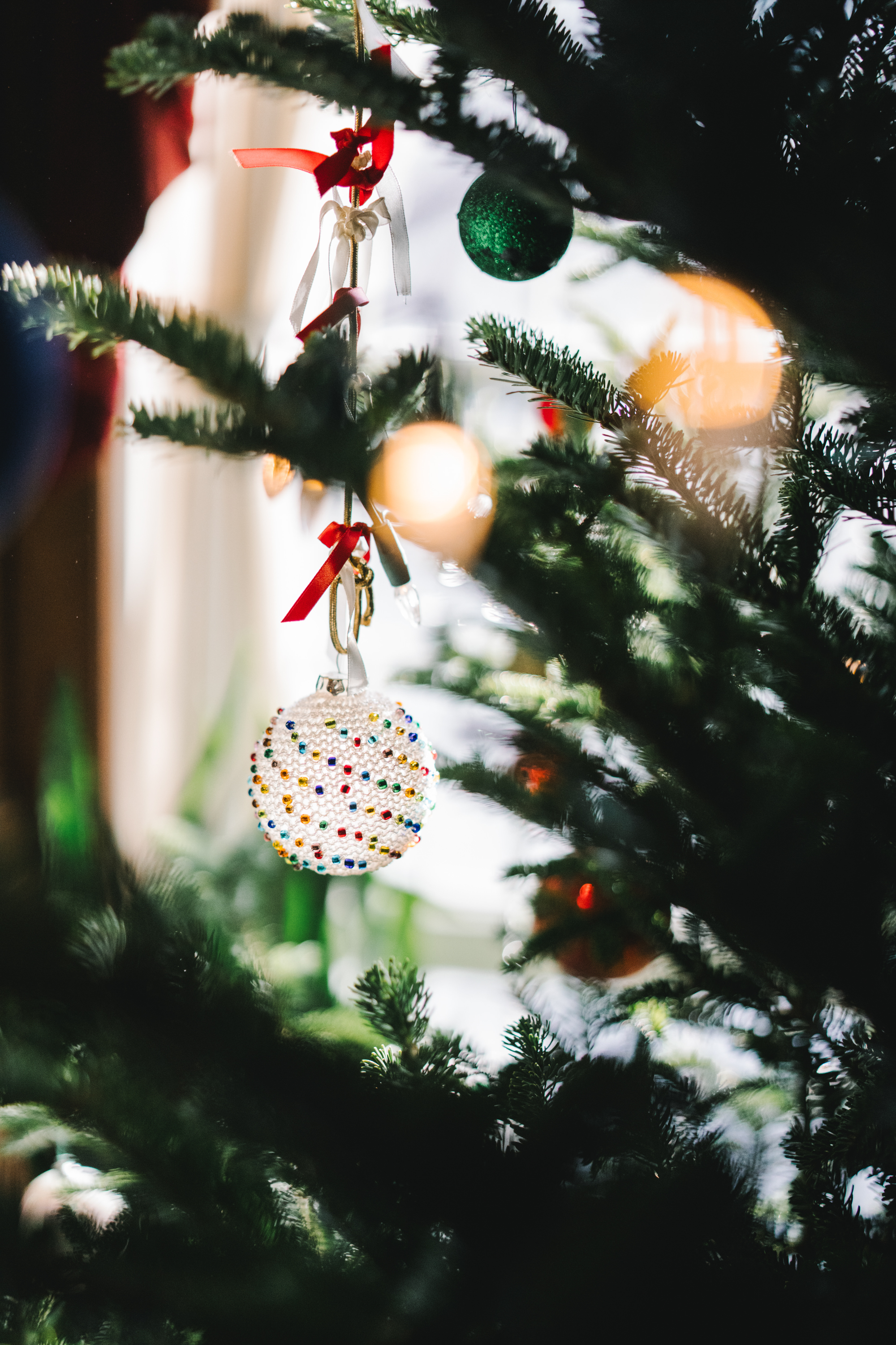 Ornaments on a Christmas tree