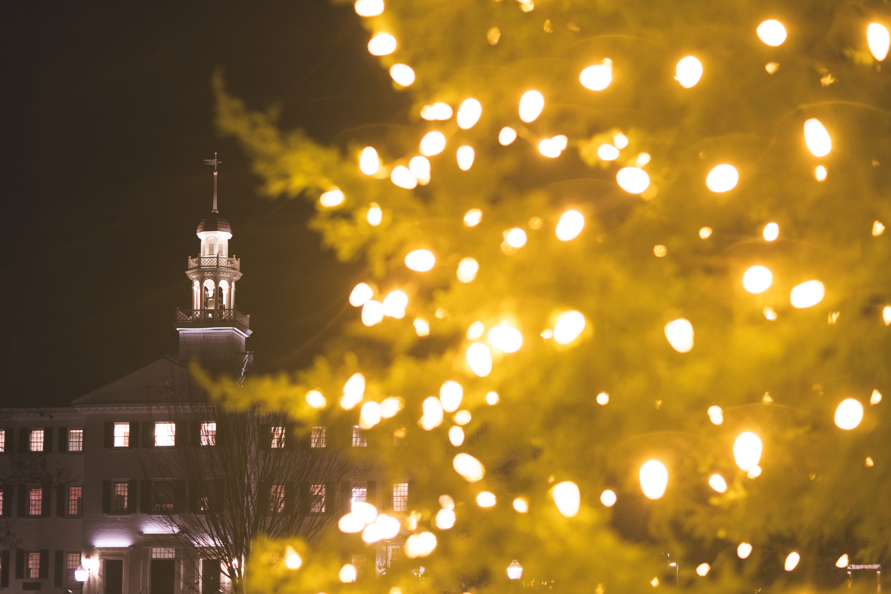 Dartmouth Hall and Christmas tree