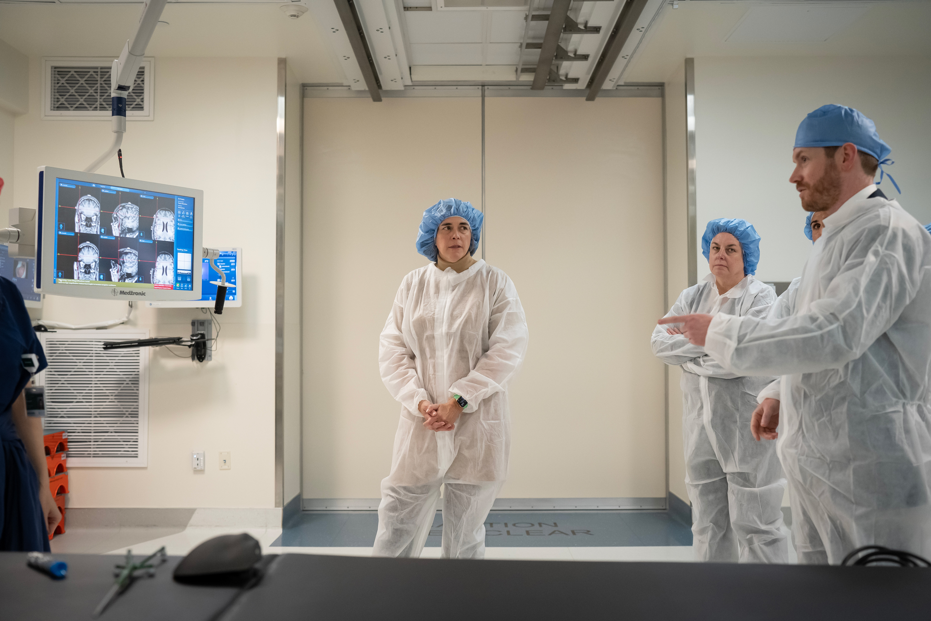 President Beilock gets information about the Center for Surgical Innovation