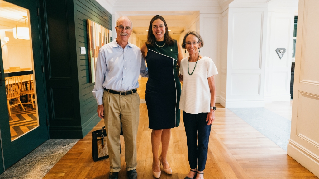 President Hanlon and Gail Gentes with President-elect Beilock.