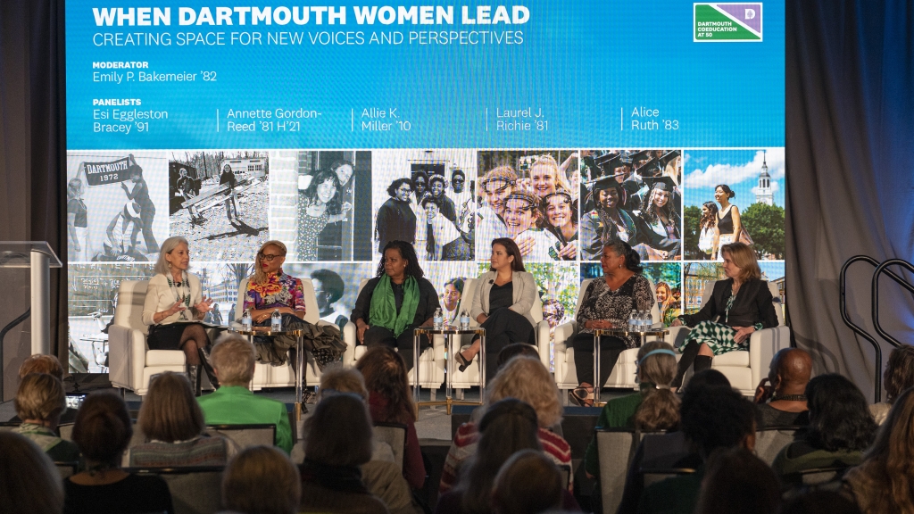 Panelists discuss various topics at the Dartmouth rededication talks