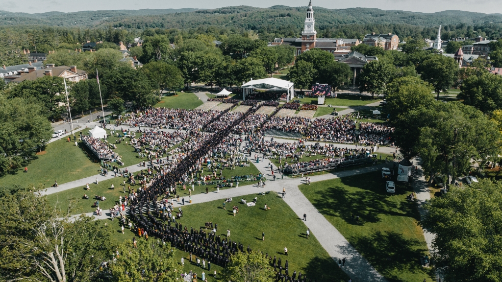 View from above of Dartmouth Commencement