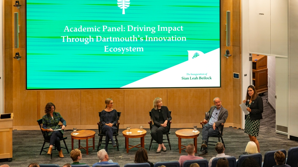 Sian Leah Beilock, right, speaks at a panel on innovation
