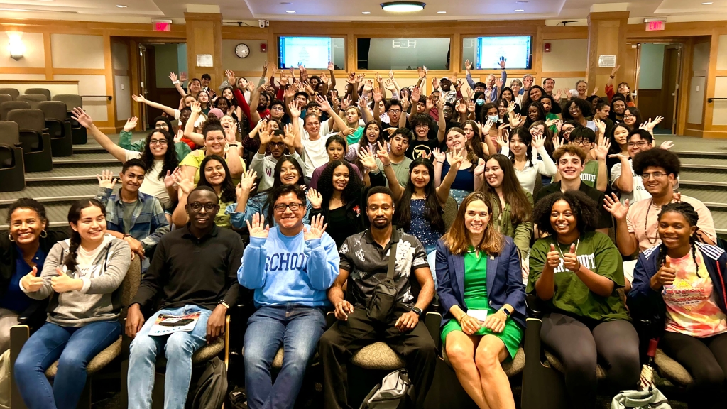 FYSEP students with President Beilock. 
