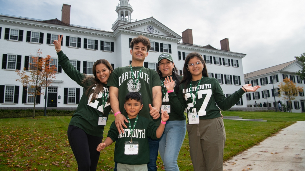 Family wearing Dartmouth apparel.
