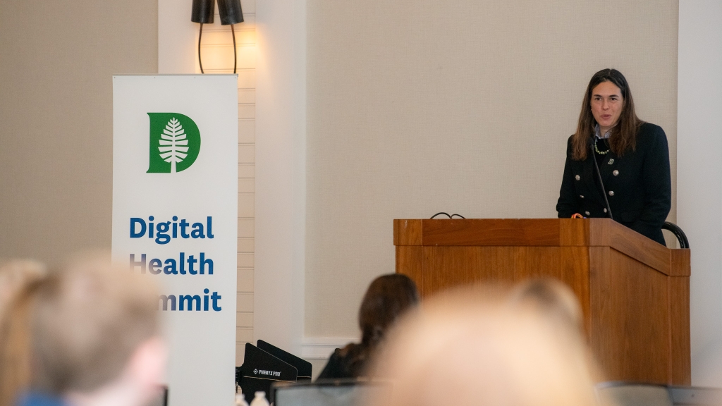 President Sian Leah Beilock welcomes participants to the summit, which was held at the Hanover Inn.