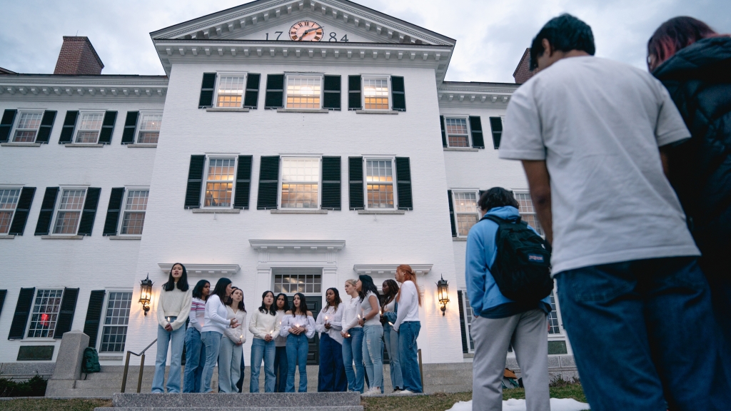 The Dartmouth Rockapellas perform at the candlelight vigil